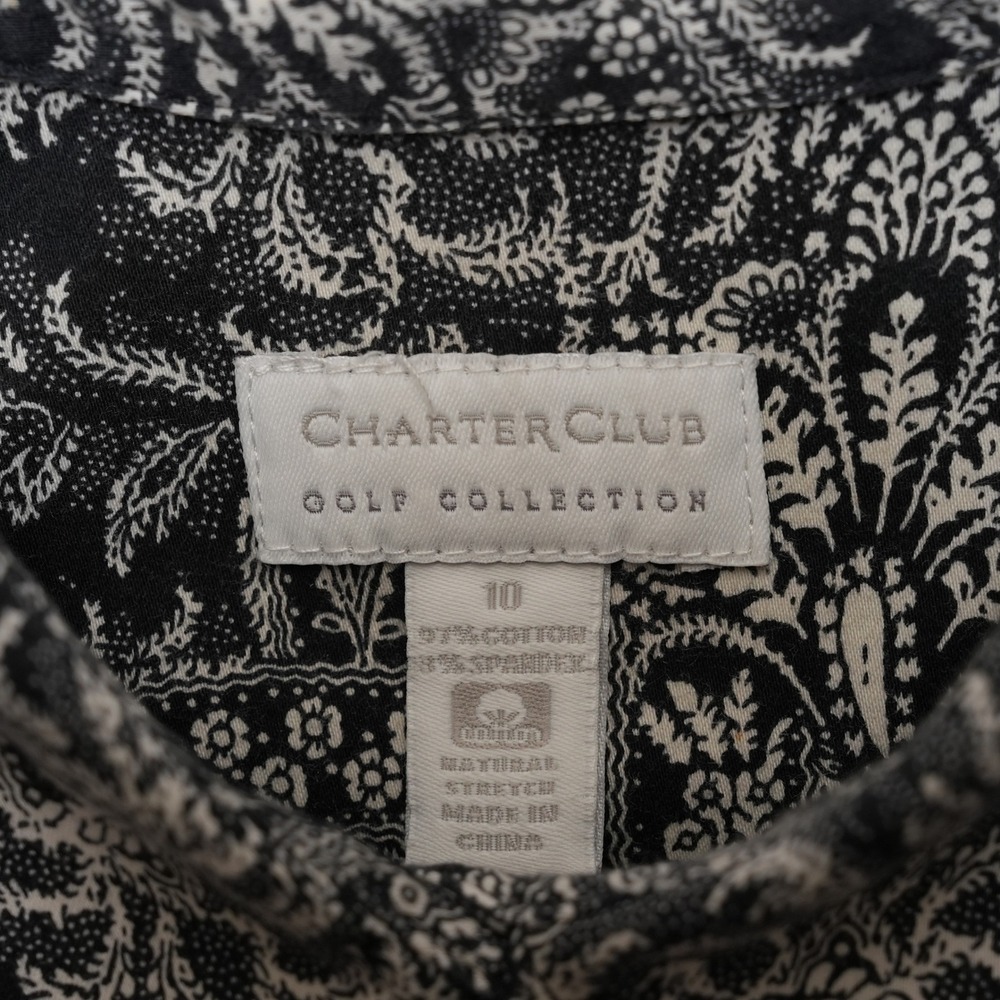 Charter Club Golf Collection Sleeveless Womens Size 10 Black White Paisley Top - Picture 4 of 14